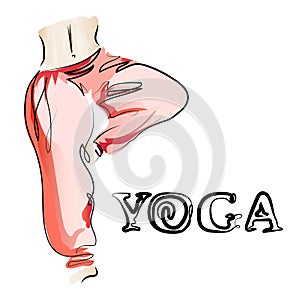 Young flexible woman with a thin waist practicing yoga. You can use it as a logo for group sessions, for a yoga studio or class of
