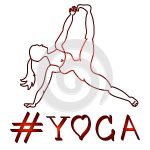 Young flexible woman with a thin waist practicing yoga. You can use it as a logo for group sessions, for a yoga studio or class of