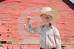 Young Flexing Cowboy