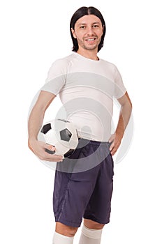 The young footballer isolated on the white