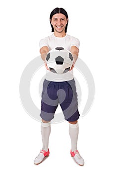 The young footballer isolated on the white