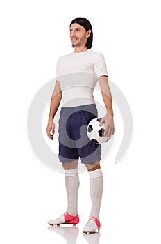 The young footballer isolated on the white