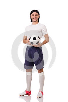 The young footballer isolated on the white