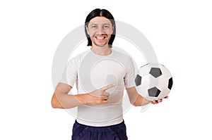 The young footballer isolated on the white