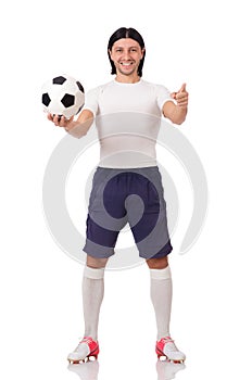 The young footballer on the white