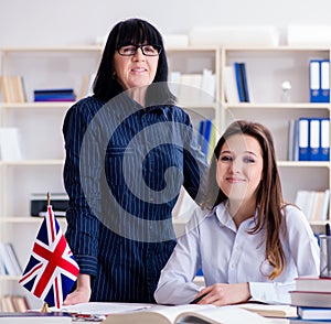 Young foreign student during english language lesson