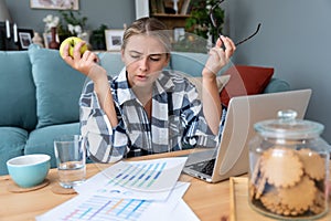 Young freelance business finance woman has a problem with attention deficit disorder (ADHD) photo