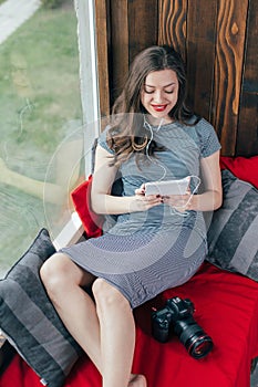 Young freelancer girl is working hard in laptop