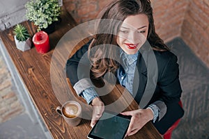 Young freelancer girl is working hard in laptop