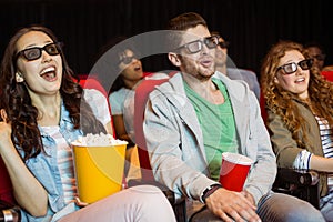 Young friends watching a 3d film