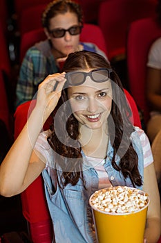 Young friends watching a 3d film