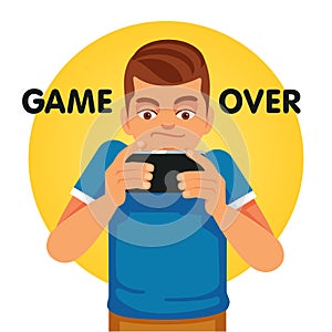 Young gamer unhappy about game over