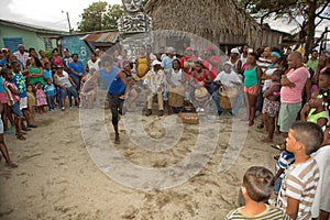 Young garifuna man dancing in Honduras
