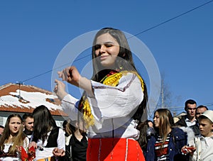 Young girl in albanian traditional costume, Dragash