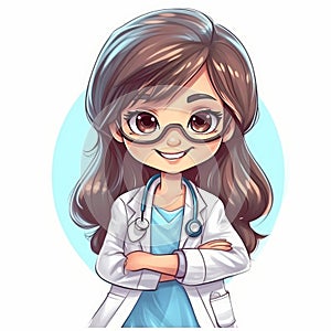 young girl as docter in hospital generative AI