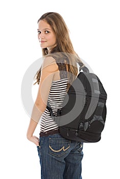 Young girl with backpack