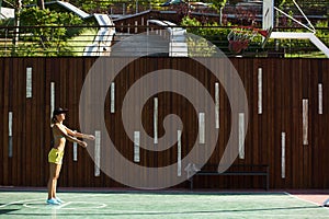 Young girl basketball player have training