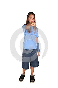 Young girl with blue cast