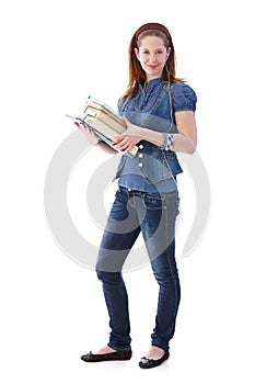 Young girl with books smiling