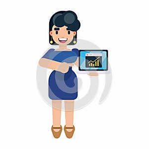 Young girl businesswoman character model animations with laptop