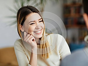 young girl businesswoman office business friend friendship happy smiling happy woman cafe coffee shop