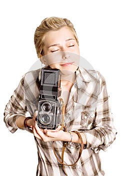 Young girl with camera