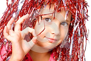 Young girl with carnival wig