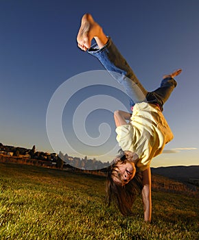 Young Girl Cartwheel photo