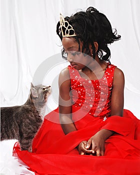 Young Girl and cat photo