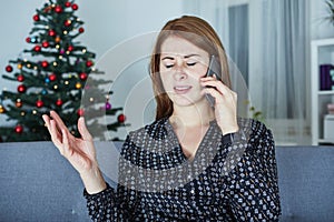 Young girl is chatting on smartphone