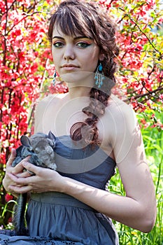 Young girl with chinchilla