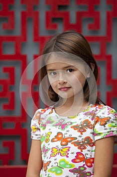 Young girl in chinese setting