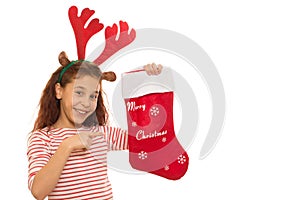 Young girl with a Christmas stocking