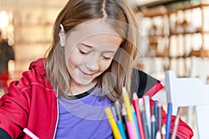 Young girl colouring