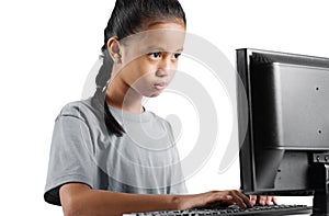 Young girl on a computer