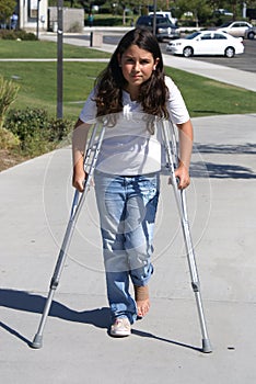 Young Girl with Crutches