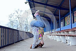 Young girl dancing on the street