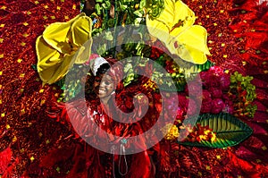 A young girl depicts the rich flora and fauna in Trinidad and Tobago