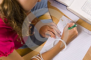 Young Girl at desk in school