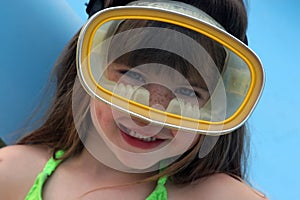 Young girl in dive mask