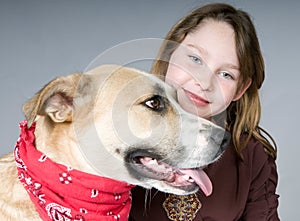 Young girl and dog