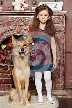 Young girl with dog