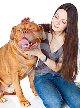 Young girl with Dogue de Bordeaux