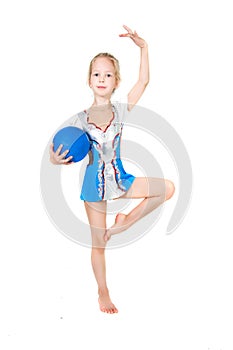 Young girl doing gymnastics