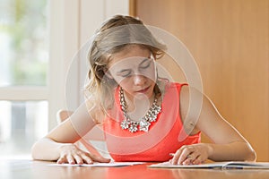 Young girl doing homework