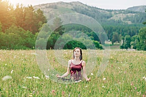 Young girl doing yoga and meditation