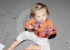 Young. Girl. Drawing. Color. Hands. Art