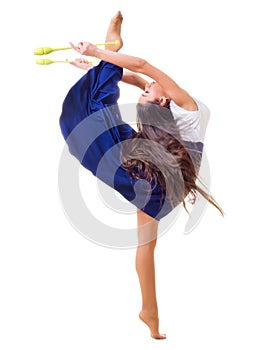 Young girl engaged art gymnastic