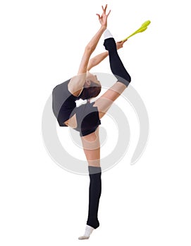 Young girl engaged art gymnastic