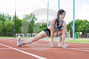 A young girl is engaged in sports